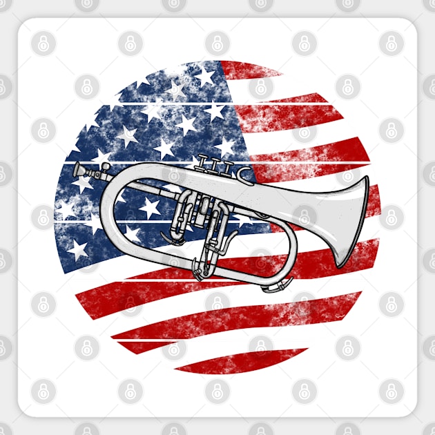 Flugelhorn USA Flag Hornist Brass Musician 4th July Magnet by doodlerob